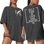 All is Fair in Love and Poetry Shirt Women Concert Shirts Country Music Tshirt Funny Letter Graphic Tee Tops Grey