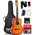 Pyle Classical Acoustic Guitar 36 Inch Junior Size Beginner Starter Kit Steel String Guitarra Acustica Bundle Pack with Gig Bag, Tuner, Picks, Strap for Students Practice, Kids, Adults