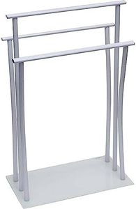 Freestanding Towel Rack Three Bars Tempered White Glass Base