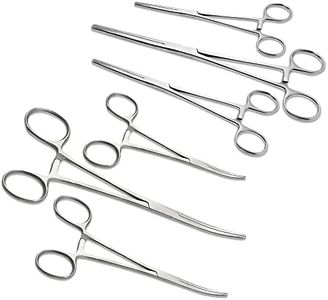 DEXSUR Ultimate Hemostat Set, 6 Piece Ideal for Hobby Tools, Electronics, Fishing and Taxidermy - 8", 6.25" and 5", Stainless Steel, Curved & Straight