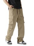 IndoPrimo Men Cargo || Men Cargo Pants || Men Cargo Pants Cotton || Cargos for Men || Men Cargo Trouser (in, Alpha, 2XL, Regular, Cream)