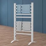 Ufurniture 10-Bar Heated Towel Rail Standing Wall Mounted Towel Electric Towel Warmer Rack Free-Standing Drying Rack Towel Rack 53.5L*35W*98H cm