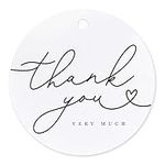 Bliss Collections Thank You Tags, 50 Black Script Gift Tags for Wedding, Bridal Shower, Baby Shower Favors - Perfect for Birthday, Events, or Celebration, (50 Pack)