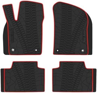 San Auto Car Floor Mats Custom Fit for 2022 2023 Jeep Grand Cherokee WK, 2016-2021 Jeep Grand Cherokee (Non L)/Dodge Durango Rubber Auto Floor Liners Set All Weather Protection Black Red
