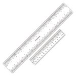 2 PCS 6"/12" Clear Acrylic Ruler Zero-Centering Ruler with Inches & Metric Measuring Tool 12" and 6" Inch Straight Edge Rulers for Scrapbooking Card-Making Student School Office Home Tool
