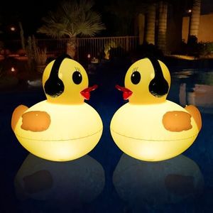 Floating Pool Lighting Solar, 41 cm Waterproof Duck Pool Lights, LED Garden Lighting, Solar Luminous Pool Lighting, Inflatable Pond Lighting Floating for Pool, Pond, Garden, Pack of 2