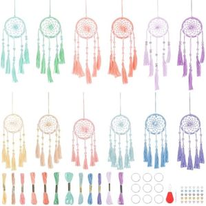 INFUNLY 12 Set Small Dream Catcher Kit Small Colorful Dream Catchers DIY Mini Dream Catcher Bohemian Handmade Dream Catcher Keychain for Bag Pendant Car Mirror Hanger Backpack Charm Wall Bedroom Decor