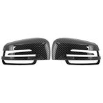 X AUTOHAUX Pair New Exterior Rear View Mirror Housing Door Wing Mirror Covering Cap Carbon Fiber Pattern for Mercedes S E C 2009-2013