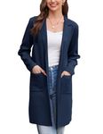 GRACE KARIN Autumn Winter Knit Cardigans for Women UK Elegant Long Sleeve Open Front OL Work Office Blazer Coats Navy Blue XL