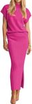 Pink Queen Sweater Skirt Sets For Women Spring Break Elegant Cap Sleeve High Waist Bodycon Dresses Outfits Fall Holiday Two Piece Long Dress Suit Hot Pink L