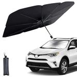 Car Windscreen Sun Shade, 138 * 78cm 360°Rotation Foldable Titanium Silver Coating Car Windshield Sunshade Umbrella Thermal Insulation and UV Protection for most SuvS Trucks Vans Cars