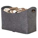 Rubberneck Felt Firewood Basket XL with Handles for Wood, Newspapers, Magazines, 54 x 39 x 30 cm, Anthracite