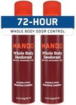 Mando Whole Body Deodorant For Men - Invisible Spray Deodorant - 72 Hour Odor Control - Low Irritation Formula - Aluminum Free, Benzene Free - 3.6 ounce Cans (Pack of 2) - Bourbon Leather