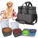 Teamoy Travel Bag for Dog Gear, Dog Travel Bag for Carrying Pet Food, Treats, Toys and Other Essentials, Ideal for Travel, Camping or Day Trips (Large, Black)