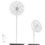 LeaderPro 2024NEW 2in1 DC Fans Standing 3D Oscillating Pedestal Fan with Remote Control|Height Adjustable Desk Fan|8 Speed Turbo|Air Circulation|12.8dB Quiet for Bedroom|25W Energy Saving,GS Approved