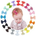 Palay Mini Hair Bow Grosgrain Ribbon Hair Bows With Alligator Bow Clips For Baby Girls Toddlers Kids, 20 Pieces Colors, Multicolour