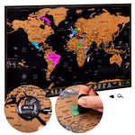 Scratch Off World Map with all U.S States | Large 28 x 17 inch Where I’ve Been Map - Map of the World Poster + BONUS Accessories Kit and Travel Gift Tube - Colored World Scratch Off Map by Atlas&Green