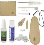 Clarinet Cleaning and Maintenance Cleaner Care Kit with Key Oil, Cork Grease, Swab, Cleaning Cloth, Thumb Rest, Mouthpiece Brush, and More in Khaki