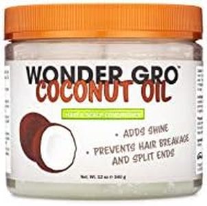 Coconut Oil Hair Grease Styling Conditioner, 12 fl oz - adds Shine - Prevents Breakage & Split Ends by Wonder Gro