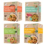 Organic Wisdom-Back to Roots Healthy & Junk Free Combo of Millet Noodles & Pasta|Combo of 4 Packs| No Maida, Not Fried, No MSG |Sun Dried |Rich in Protein, VIT B, Anti-oxidants & Fiber