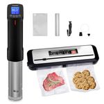 INKBIRD WiFi Sous-Vide Cooker & Vacuum Sealer with Full Starter Kits Automatic PowerVac Air Sealing Machine for Food Preservation| 100 Watts Sous vide Machine with Recipes, Precise Temperature &Timer
