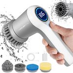 Electric Spin Scrubber, Power Scrubber Cordless Electric Shower Scrubber for Cleaning with LED Display, for Bathroom, Tub, Kitchen Stove, Tile Grout with 4 Brush Heads