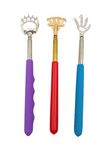 Qaoquda (3-PACK) Portable Extendable Telescopic Bear Claws, Eagle claw,Rake Metal Back Scratchers/Hand Massager/Backslap With Rubber Handles