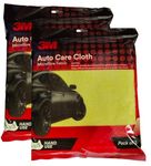 3M Car Care Microfiber Cloth 40.64x40.64cm, Non-Scratching Cloth for Exterior, Interior and Glass, Absorbent Microfiber Technology(3 Pcs Each Packet, Multicolor, Pack of 2)