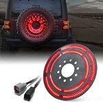 Xprite 14" Spare Tire Brake Light,180 LED Red 3rd Third Brake Light Rear Wheel Tail Lights Compatible with Wrangler JK 2007-2018 Plug & Play