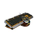 Iron Orange Yellow Gaming Keyboard Mouse Combo,104 Full Size Metallic Backlit Keyboard,LED Keyboard Color Change Lighted Keyboard,PC Computer USB Keyboard, Gamer Keyboard,for Prime Xbox One PS4 Gamer