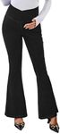 OUGES Womens Cotton Blend Stretchy V Cross High Waist Maternity Flare Jeans Bell Bottom Bootcut Jeans Pregnancy Must Haves Fall Clothes Trendy Denim Work Pants with Pockets 2025(Black,S)