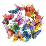 DERAYEE 24 Pieces Garden Butterflies Stakes Double-deck Butterflies Ornaments for Yard Patio Party Halloween Christmas Decorations