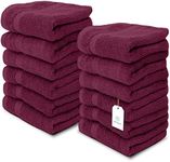 White Classic Luxury Washcloths for Bathroom-Hotel-Spa-Kitchen-Set - Circlet Egyptian Cotton - Highly Absorbent Hotel Quality Face Towels - Bulk Set of 12-13x13 Inch (Wine Red)