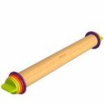 Mepple Rolling Pin with Thickness Rings for Fondant, Pizza, Pie Crust, Cookie, Pastry, Roller Rod for Dough Thickness, Adjustable Rolling Pin for Baking, Wood Rolling Pin 13.6" with 4 Thickness Rings