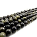 B2Beads Gemstone beads 6mm round, Verified and Packed in Canada, Natural Loose Stones, 60 beads/15” strand (Golden Sheen Obsidian 6mm 1 strand-60 beads)