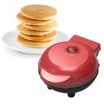 ABTER Mini Electric Pancake and Waffle Maker, 3-in-1 Non-Stick Cooking Machine, Red