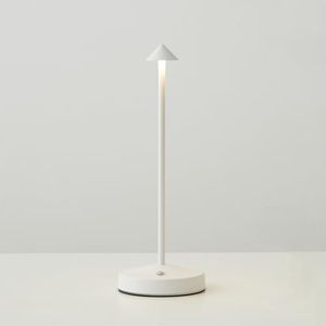 Cordless Table Lamps Rechargeable,White Battery Operated Table lamp in Aluminum,Portable LED Touch 2 Levels Brightness Dimmable Bar Lamp,Battery Operated Desk Lamp for Indoor/Outdoor