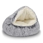 ShinHye Cat Bed Round Hooded Cat Bed Cave, Cozy for Indoor Cats or Small Dog beds, Soothing Pet Beds Dog Bed - Waterproof Bottom Washable, (20×20inch, Grey)