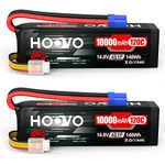 HOOVO 4S Lipo Battery, 14.8V 10000mAh 120C RC Battery, Softcase EC5 Plug for RC Cars, Drones, DJI, FPV, RC Plane, Racing Hobby, 2 Pack