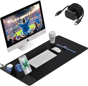 Wireless Charging Mouse Pad with Foldable Phone Holder, 15W Magnetic Fast Charging for iPhone Samsung, 31.5"x15.75" Large Desk Mat for Laptop/Keyboard, Waterproof Gaming Mousepad with Non-Slip Base