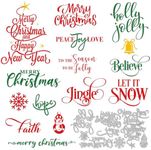 Whaline 16Pcs Christmas Metal Die Cuts Snowflake Snowman Tree Bell Steel Cutting Die Greeting Words Embossing Stencils Templates for DIY Crafts Card Making Scrapbook Photo Album Stamp Decor