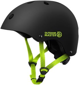 OutdoorMaster Kids Skateboard Cycling Helmet-Certified Adjustable Multi-Sports Helmet with Removable Liners for Skateboarding Skating Scooter (Black Lemon, Medium: 52-56cm / 20.5"-22")