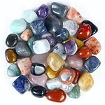 Crocon 1LB Assorted Crystals Tumbled Stones Bulk Set 2000+ Carats Pocket Crystal Healing Balancing Gemstones Tumbled Collection Palm Stone Good Luck Charm Gift Craft Home Decor Size: 20-25 mm