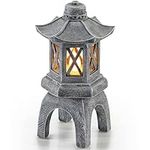 VP Home Pagoda Garden Statue, Solar Powered Statue Japanese Garden Decor, Outdoor Zen Garden Lantern, Flickering LED Garden Light (Zen Garden Pagoda)
