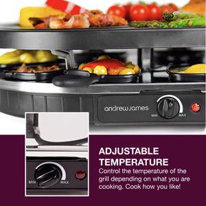 Andrew James 8-Person Raclette Grill – Non-Stick Tabletop Party Grill