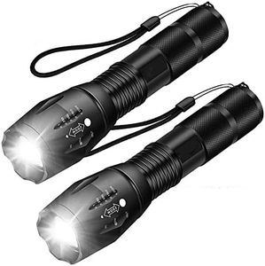 LudoPam 2 Pack LED Torch Flashlight, Military Grade 5 Modes XML T6 800 Lumens Tactical Led Waterproof Handheld Torch Flashlight for Camping Biking Hiking Outdoor Home Emergency