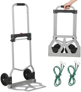 Folding Hand Truck Portable Foldable Dolly Cart, Lightweight Portable Folding Dolly Cart, 180lbs Capacity, with Bungee Cord, Silent Wheels, Telescoping Handle, Dual Bearings