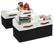 DECOMOMO Cube Storage Bins | Fabric Storage Cubes Closet Organizer Cubby Bins for Shelves Cloth Nursery Decorative Basket with Handles (Black and White, 11 x 11 x 11 inch)