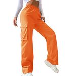 Women's Cargo Hiking Pants Quick Dry Lightweight Work Outdoor Trousers Athletic Workout Lounge Track Pants, #C201-orange, XX-Large