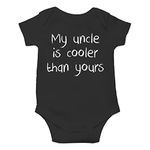 Funnwear My uncle is cooler, funny cute, one-piece infant baby bodysuit (Newborn, Black)